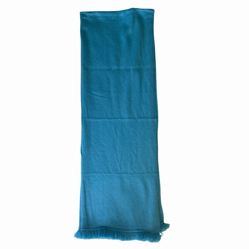 Beryll Womens Cashmere Wrap Scarf Turquoise Fringed Trim Shawl Knit New - Picture 2 of 9